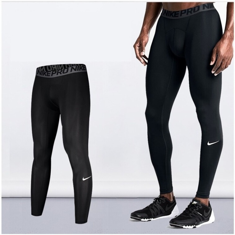 NWT Nike Pro compression training Pants 703098-010 Black long pants‎ Mens Large